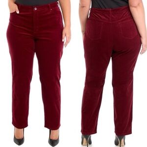 EV1 Velvet Deep Red Ankle Length Slim Cut Mid Rise Jeans Size 14 Cotton